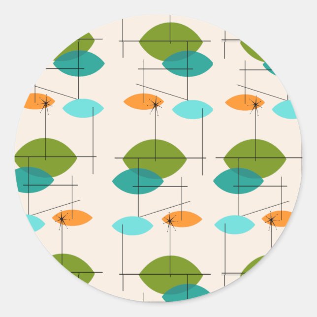 Adesivos Retro-Atômicos Redondos de Padrão Móvel (Frente)