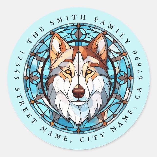 Adesivos Siberian Husky Round (Frente)