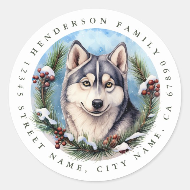 Adesivos Siberian Husky Round Dog (Frente)