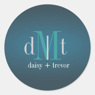 Adesivos simples de Teal +Graphite Monogramas