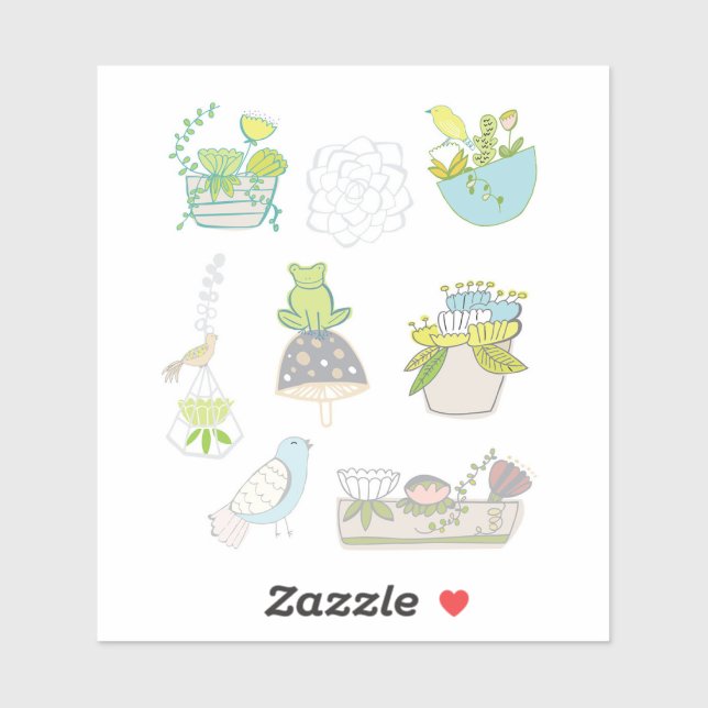 adesivos suculentos e plantas (Folha)