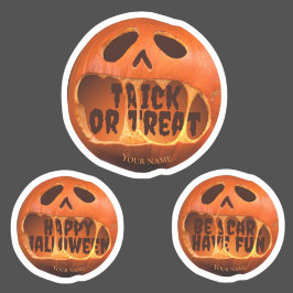 Adesivos Travessa ou doces abóbora Feliz Halloween
