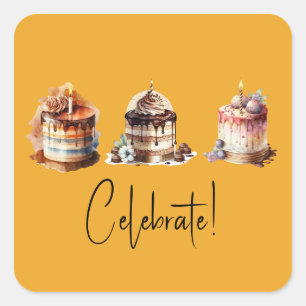 Adesivos Trio de Bolo de Celebração