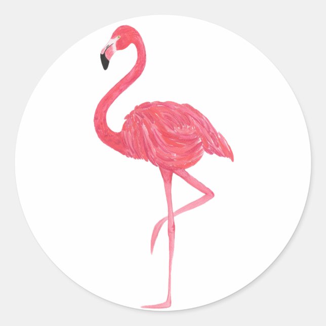 Adesivos tropicais, cor-de-rosa, Flamingo (Frente)