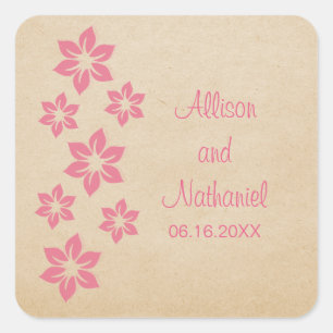 Adesivos Tropicais De Casamento Tropical Rosa