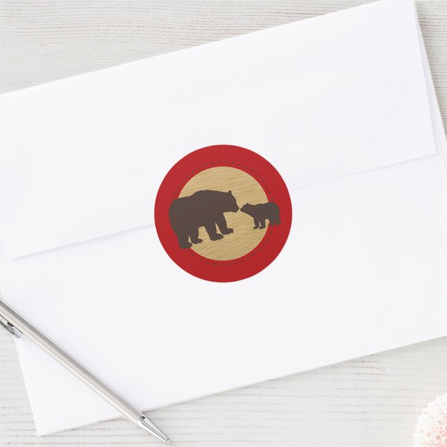 Adesivos Xadrez Mama Bear Northwoods (Lumberjack Buffalo Plaid Mama Bear Northwoods Stickers. Perfect for party favors or envelope seals!)