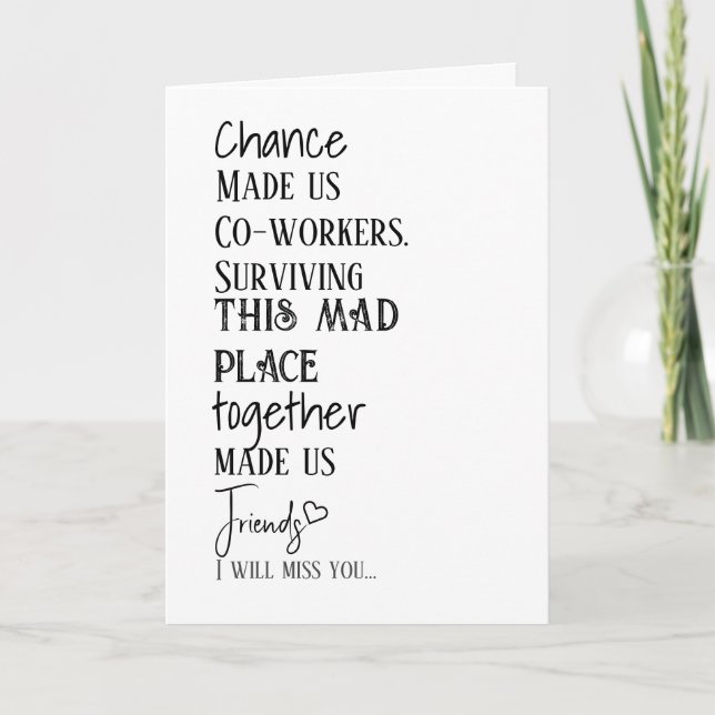 Adeus aos colaboradores Obrigado Cartão de Amizade (Frente)