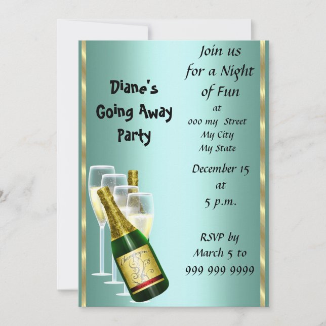 Adeus, bom Convite de festas (Frente)