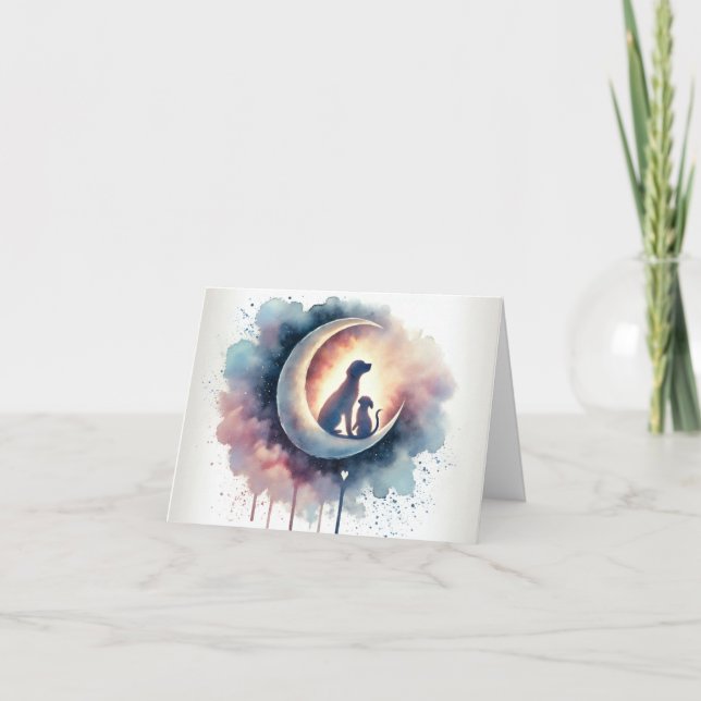 Adeus Lua - Cartão de condolências de Perda de Pet (Frente)