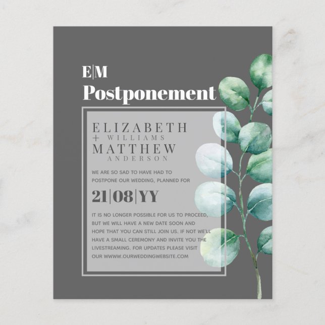 Adiamento da Mudança de Planos Eucalyptus Greenery (Frente)