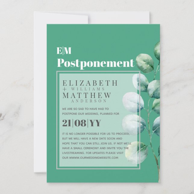 Adiamento da Mudança de Planos Eucalyptus Greenery (Frente)