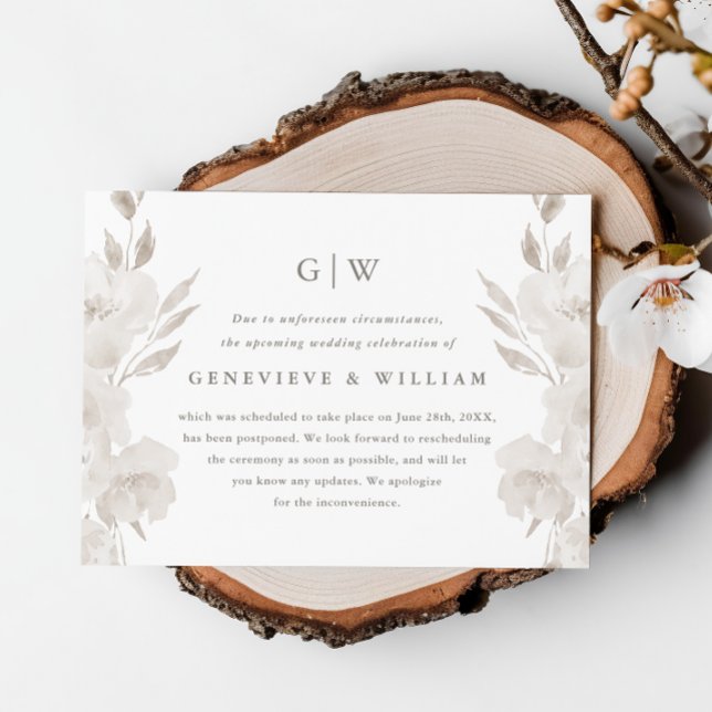 Adiamento de casamento floral neutro chique (Criador carregado)