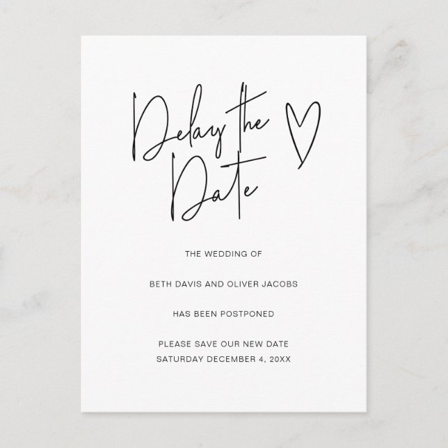 Adiar a Data Mudança de Planos Convite Simples (Frente)