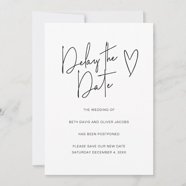 Adiar a Data Mudança de Planos Convite Simples (Frente)