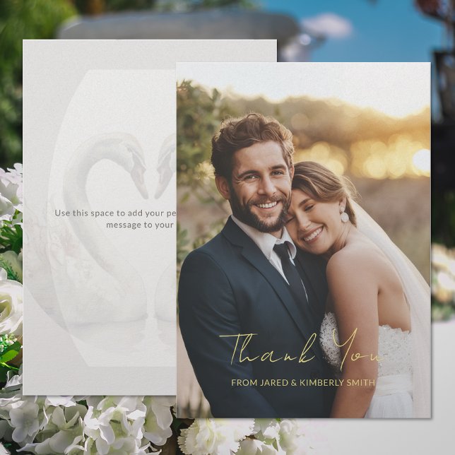 Adicionar Cartões de agradecimentos de Casamento d (Add Photo Wedding Thank You Card (front and back))