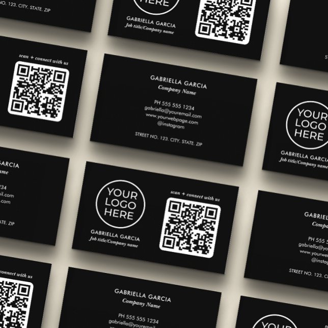 Adicionar código QR - Cartão de visita de logotipo (Card shown in standard size.)
