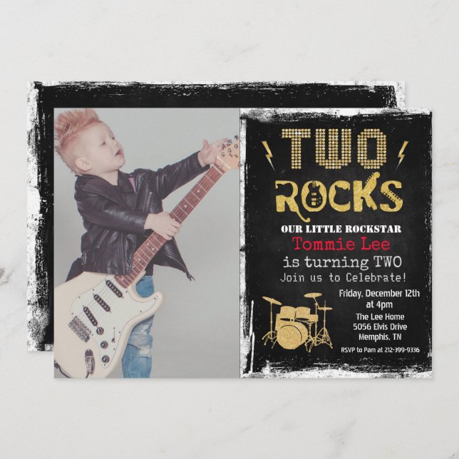 ADICIONAR Convite de segundo aniversário de Drumse (Frente/Verso)