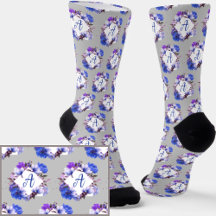 Adicionar Flores Iniciais, Azuis e Mauve nas Cinza