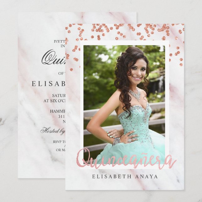 ADICIONAR FOTO - Convite de Quinceanera Moderna (Frente/Verso)