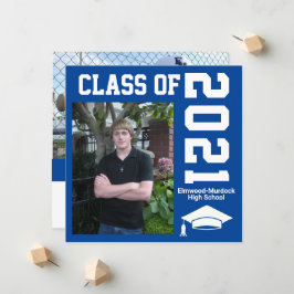 Adicionar fotos a convites para graduação azul par