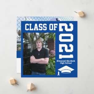 Adicionar fotos a convites para graduação azul par