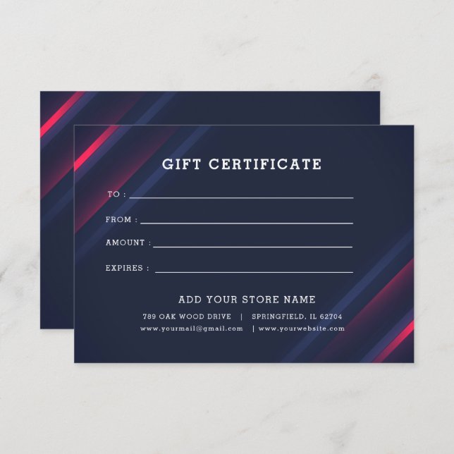 Adicionar logotipo Certificado de presente comerci (Frente/Verso)