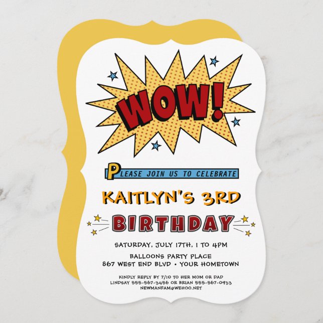 Adicionar Nome 3RD ou Qualquer Convite de aniversá (Frente/Verso)