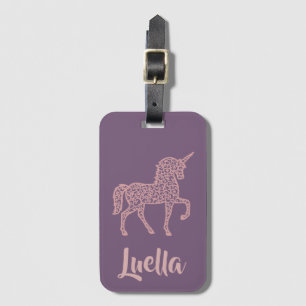 Adicionar nome à etiqueta de bagagem Unicorn rosa 