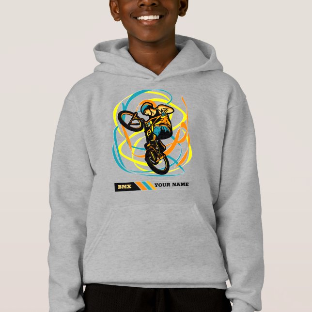 Adicionar Nome BMX Bike Rider Torna os Swirls Esti (Frente)