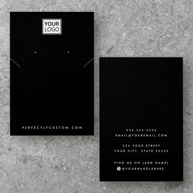 Adicionar placa de exibição de colar preto de logo (Add logo black necklace earring display card)