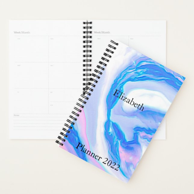 Adicionar Planejador de Mármore Azul, Branco e Ros (Exibição)