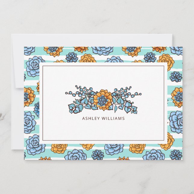 Adicionar seu cartão de nome | Suculente a aquarel (Frente)