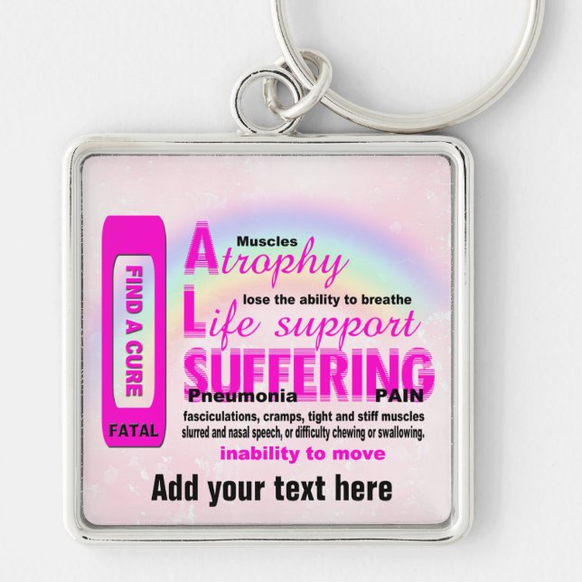 Adicionar seu texto Chaveiro Premium Quadrado (Frente)