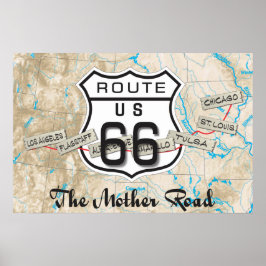 adicionar suas fotos Poster de Mapa do Route 66