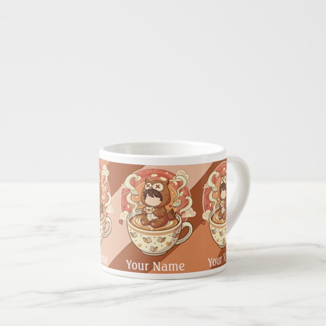 Adicionar Texto Mini Xícara de Café Espresso Coruj (Frente Esquerda)