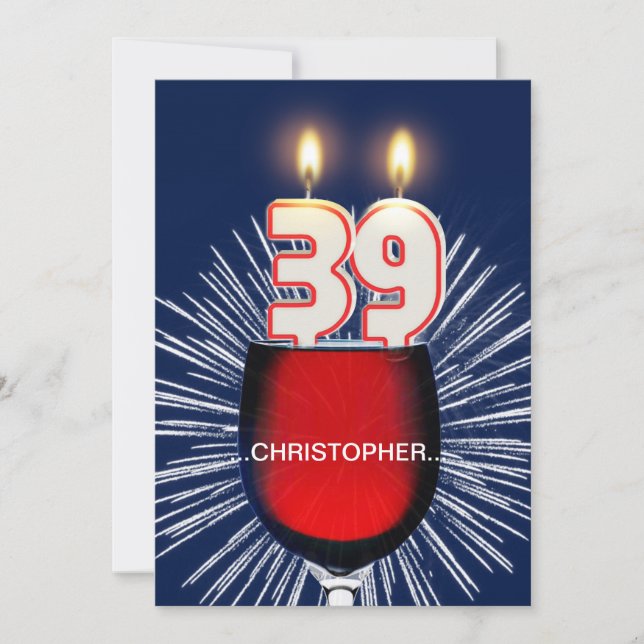 Adicionar um nome, 39º Convite de aniversário, vin (Frente)