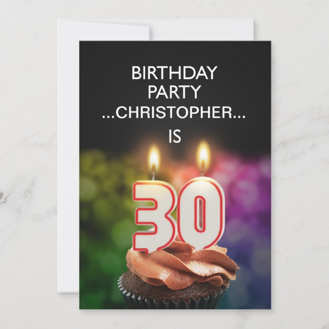 Adicionar um nome, aniversário de 30 anos convite  (Frente)