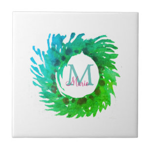 Adicionar uma coroa verde de Natal verde-rosa com 