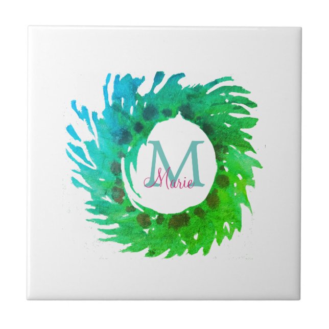 Adicionar uma coroa verde de Natal verde-rosa com  (Frente)