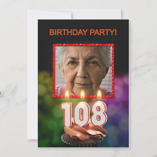 Adicionar uma imagem, Convite de aniversário 108 (Frente)