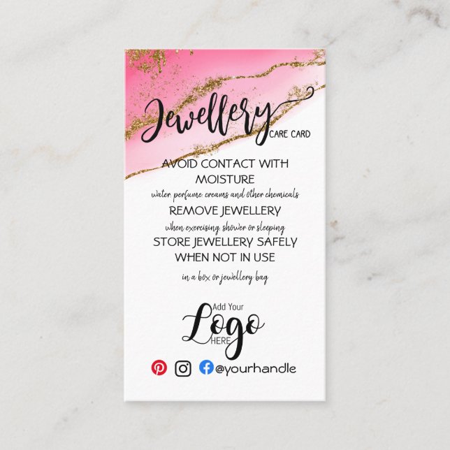 ADICIONE AS SUAS CARTÕES DE CARTÃO DE joias DE LOG (Frente)