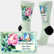 Adicione Nomes, Avó Rosa Rosa Rosa Floral Azul