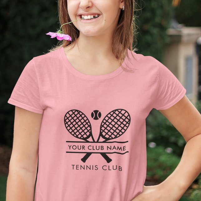 Adicione o Capitão da Equipe de Tênis do Nome do C (Lawn Tennis Club Rackets Motif Girls T-Shirt )
