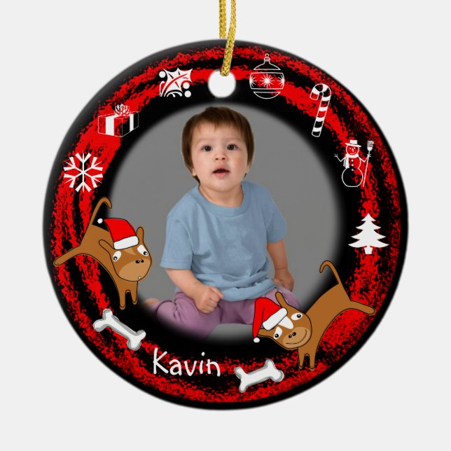 Adicione o ornamento do vermelho do filhote de (Frente)