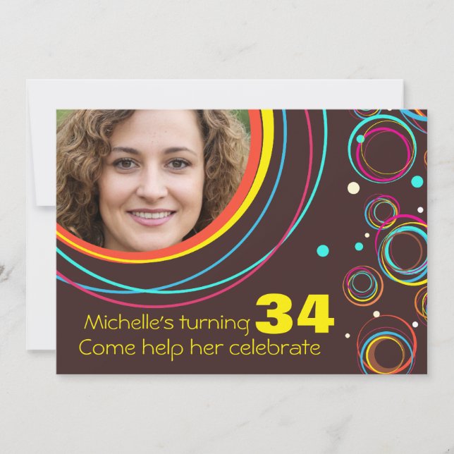 Adicione o seu convite de 34 anos para fotografia  (Frente)