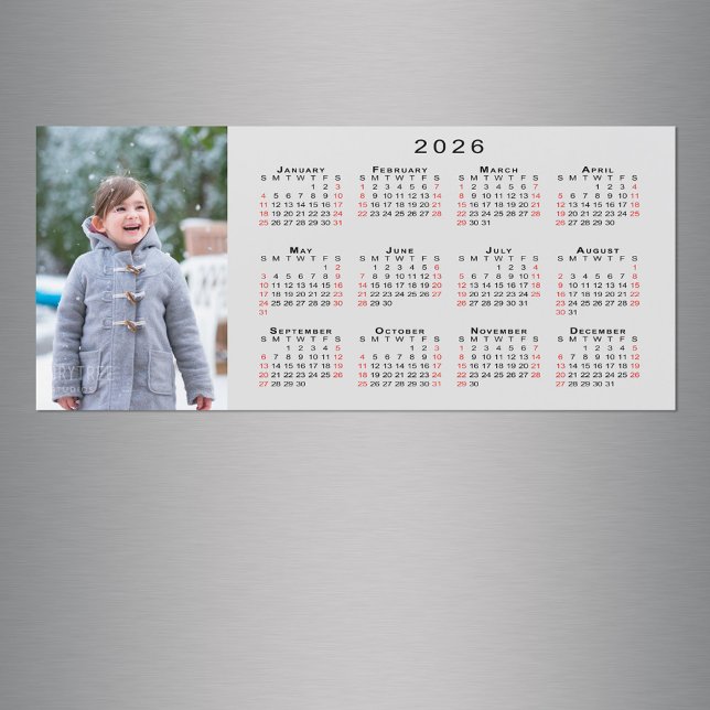 Adicione seu calendário de fotos 2026 no Cinza Mag (Add Your Photo 2026 Calendar on Grey Magnet in situ)