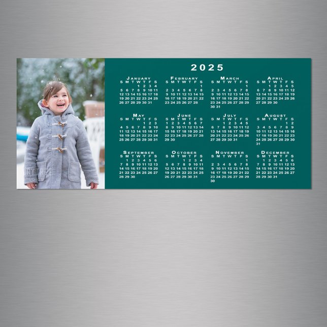Adicione seu Calendário Foto 2025 no Teal Magnet (Add Your Photo 2025 Calendar on Teal Magnet in situ)