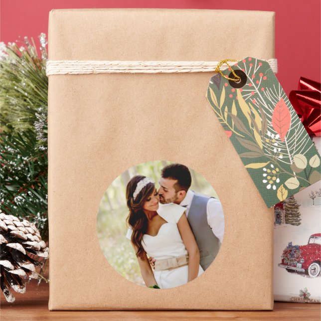 Adicione Seu Foto Adesivo Redondo Clássico (Feriado)