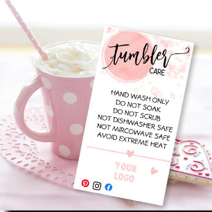 ADICIONE SEU LOGO CARTÕES DE CUIDADO DE TUMBLER