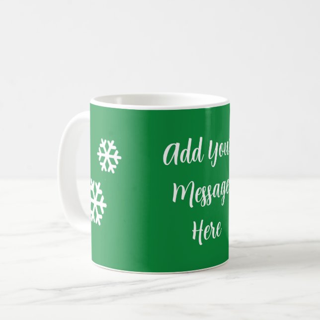 Adicione Seu Mensagem Caneca de Café Floco de Neve (Frente Esquerda)